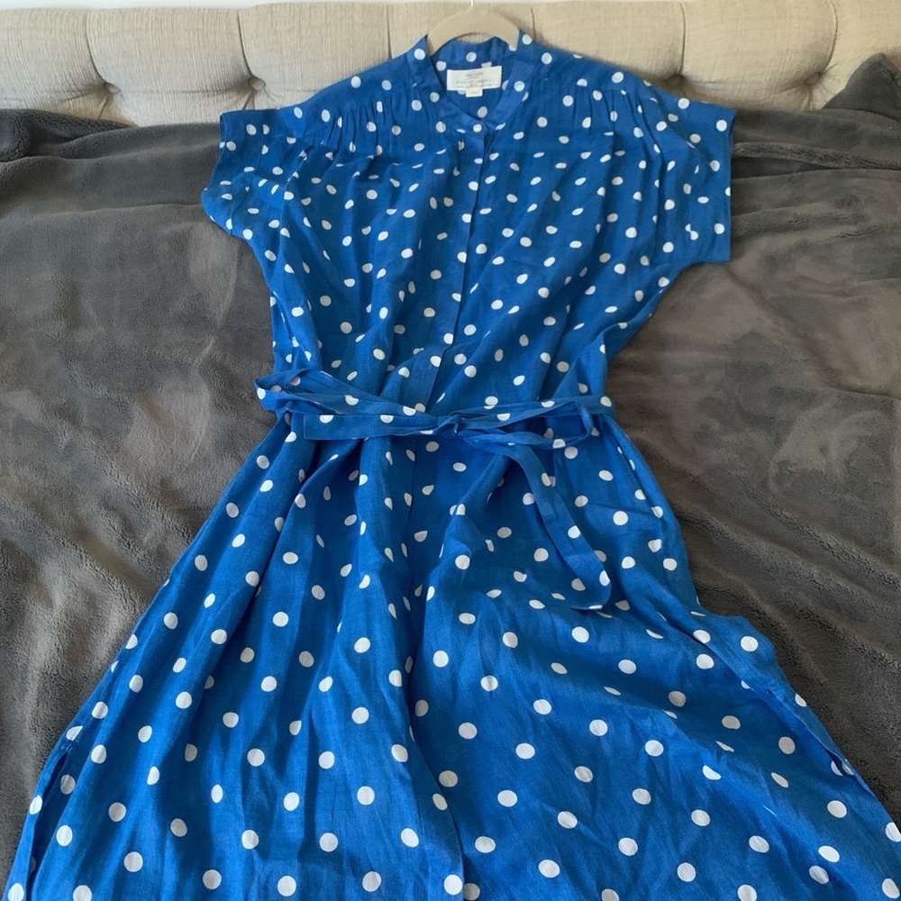 Blue Polka Dot Midi Dress